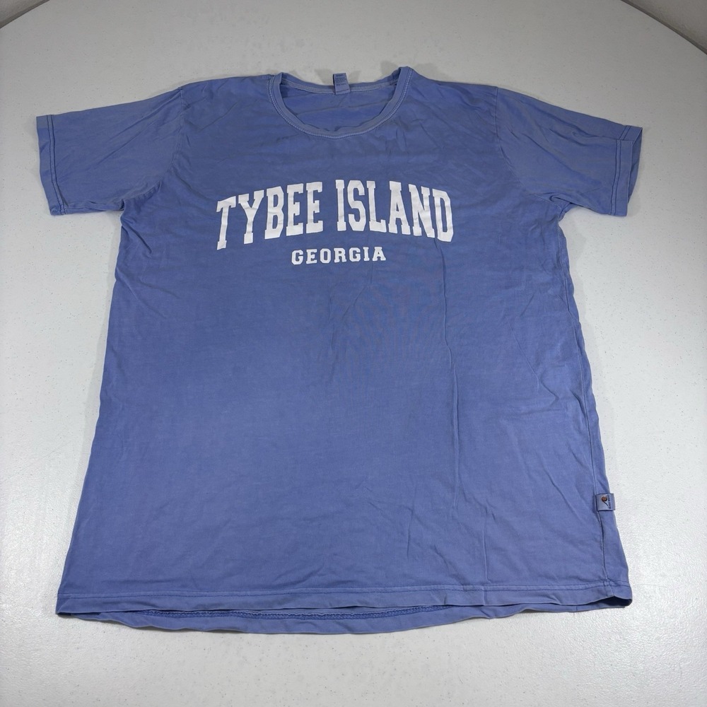 Tybee Island Georgia Beach Adult Faded Tourist T Shirt Blue Sz 4XL Graphic EUC!